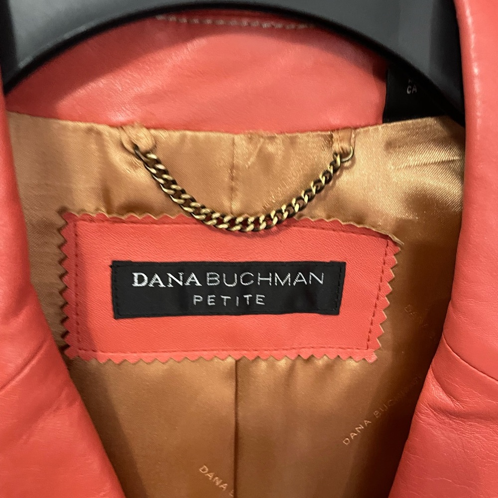 Dana Buchman Women's Coral Leather Blazer - Picture 2 of 7